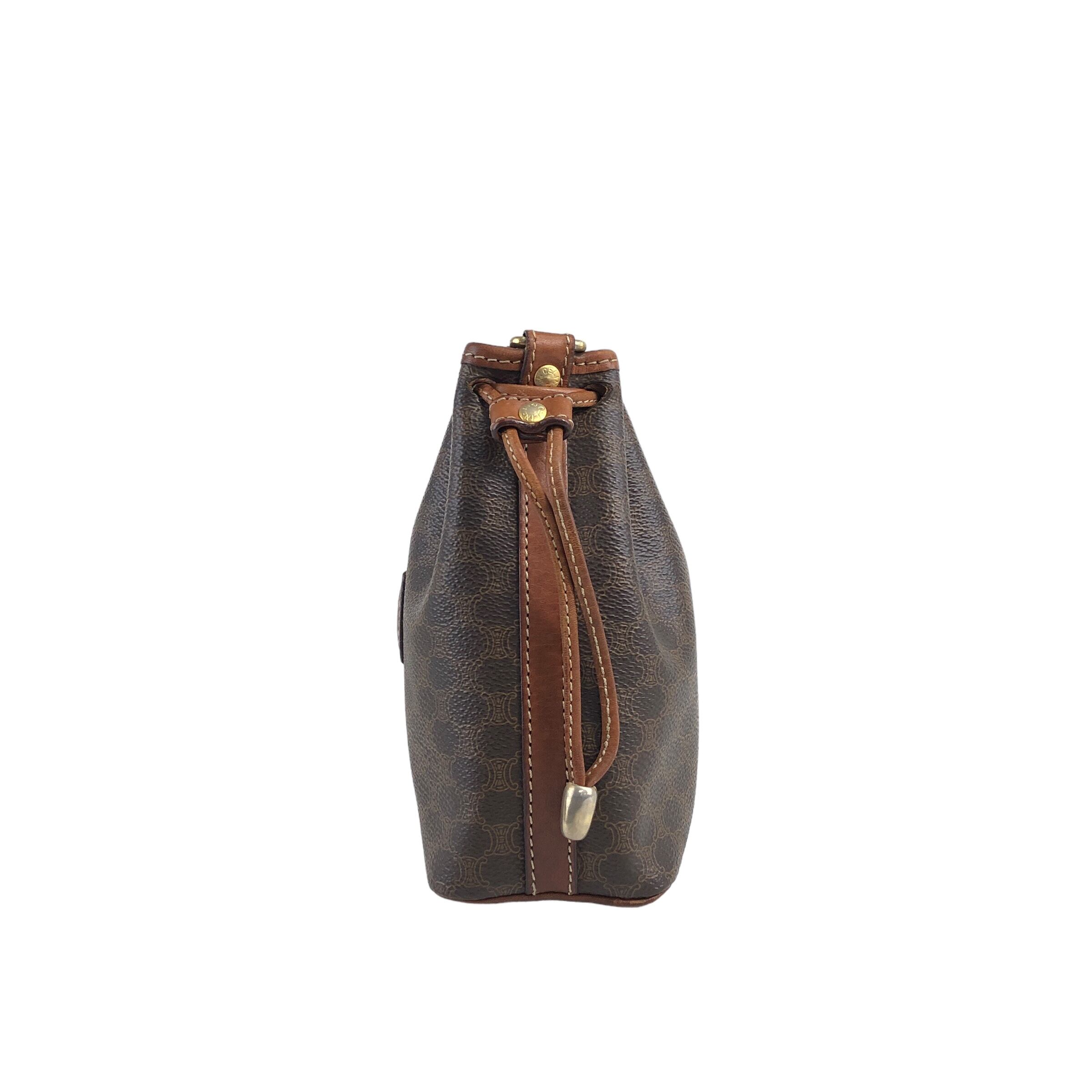 CELINE セリーヌ マカダム ショルダーバッグ ブラウン ブラゾン型押し