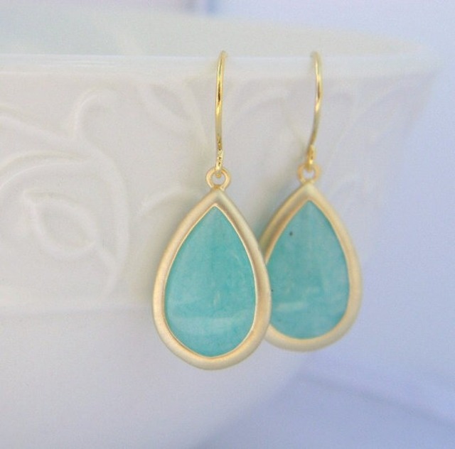 Tiffany Blue Crystal Dangle pierced Earrings