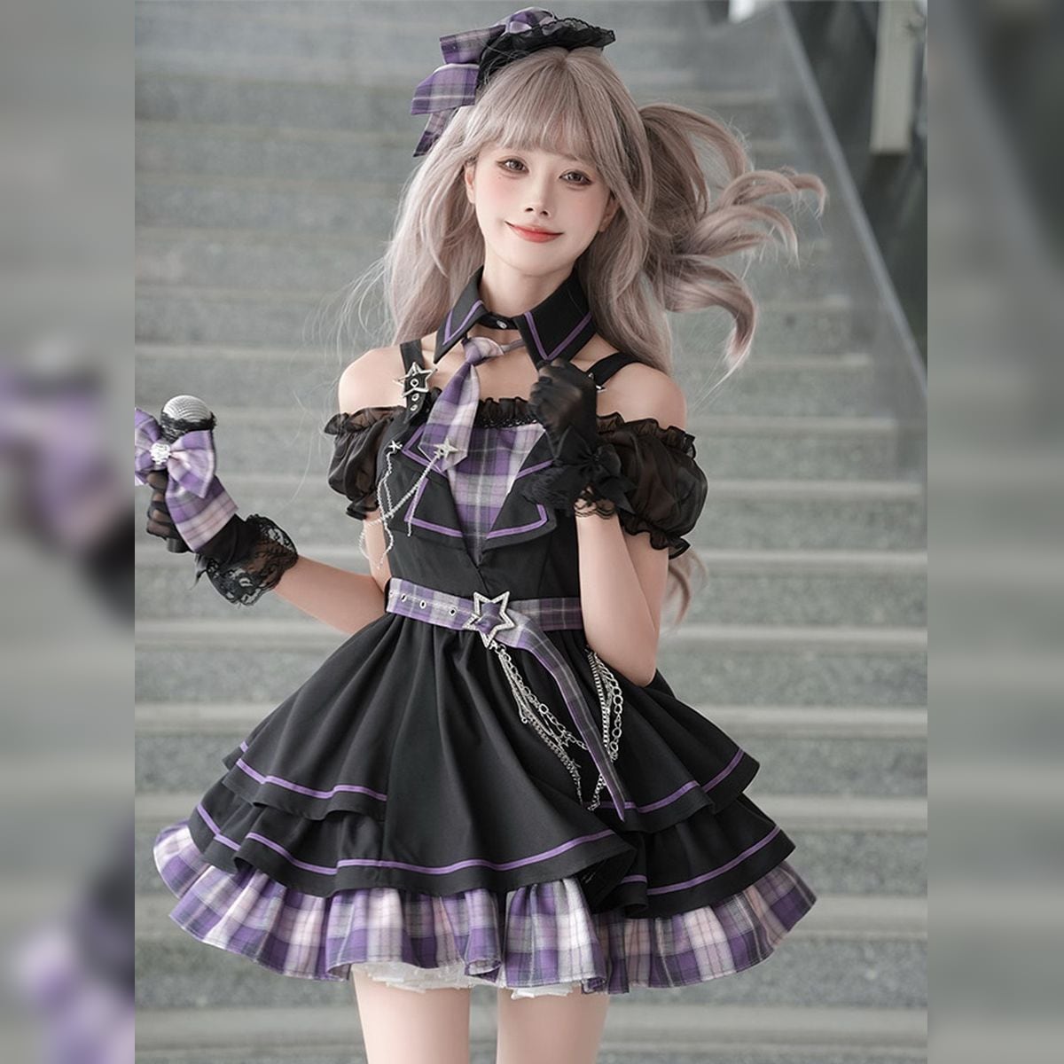 ゴシック調　パンク　上下セット パンク セットアップ ゴシック×サブカル 地雷系 ライブ向け｜WithU