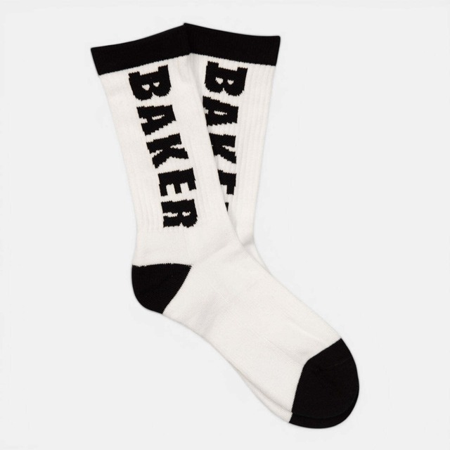 BAKER / WHITE LETTERS BLACK SOCKS