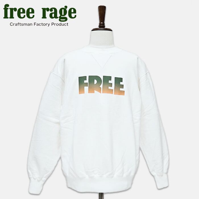 freerage クラシッククルースウェット メンズ フリーレイジ 日本製 ゴツロゴ フロッキープリント 225CC806-G