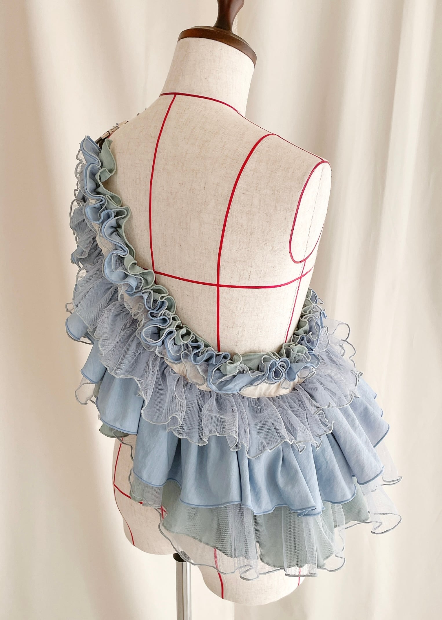 saika様オーダー★リバティフリルブルー DŌRA MÖRA | Versatile Ruffled Bag - SEA BLUE | ORIENT MILLINERY