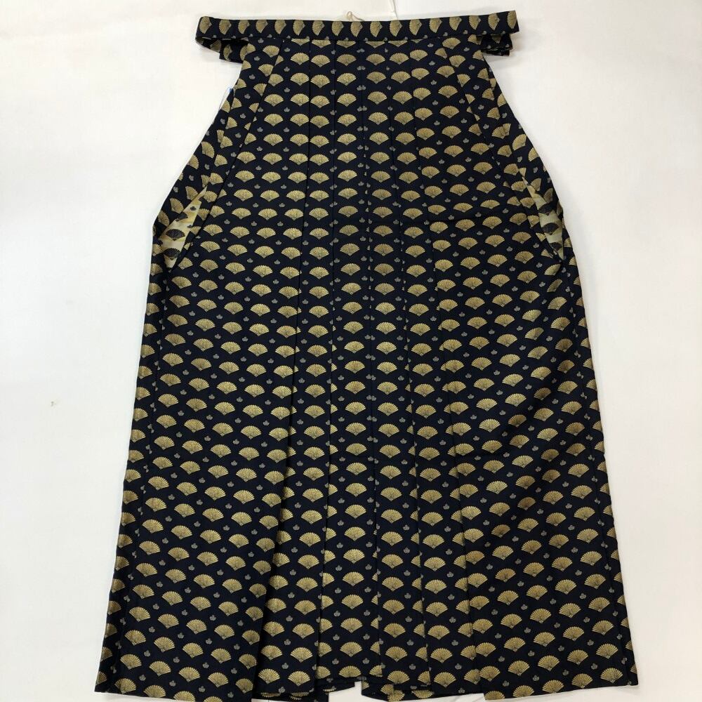 袴 行灯袴 男袴 紐下丈86cm M-L size 男性用袴 成人式袴 金 薄い黒 中古 6348