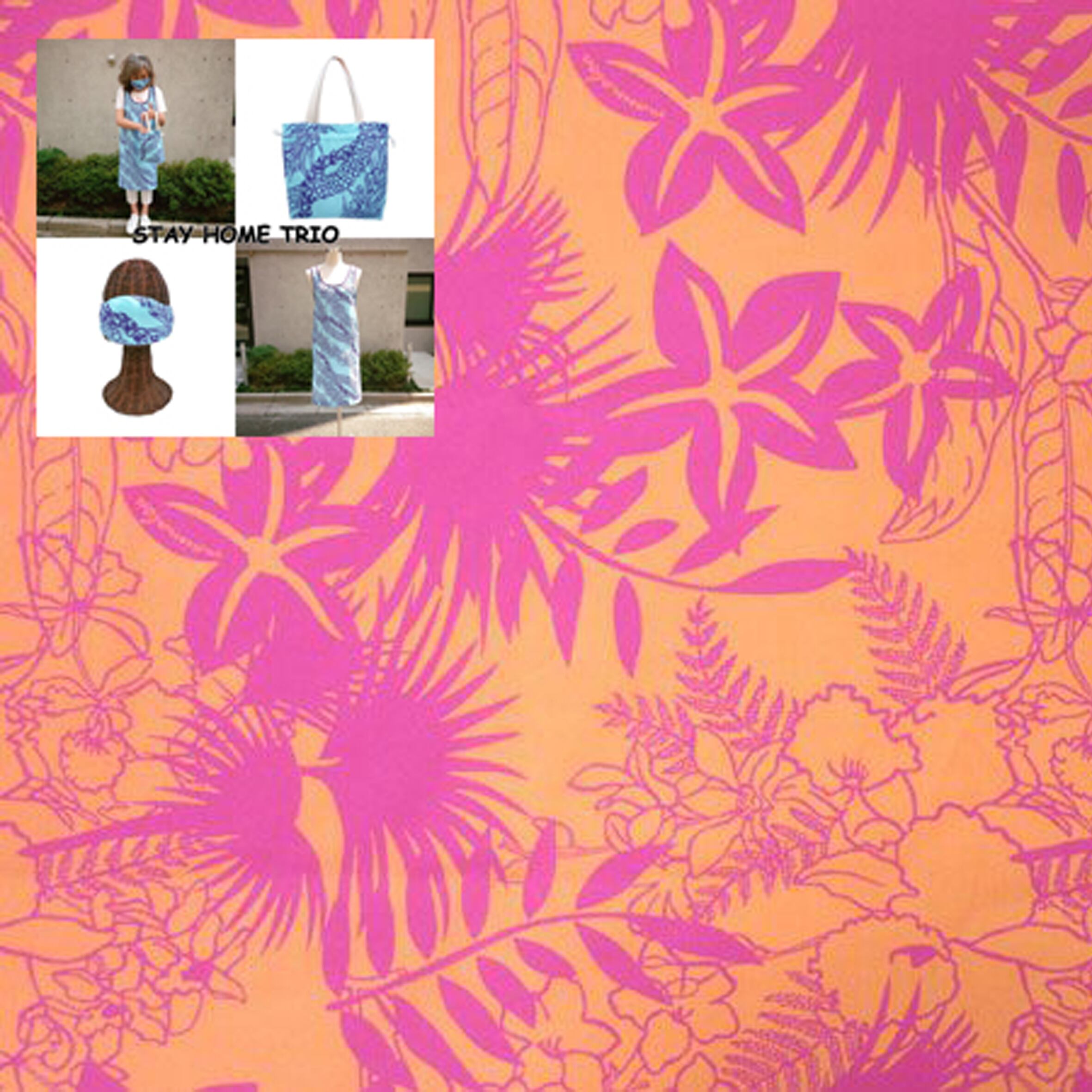 Stay Home Trio SHT03 ホットピンクハワイアンフラワー baseオレンジ