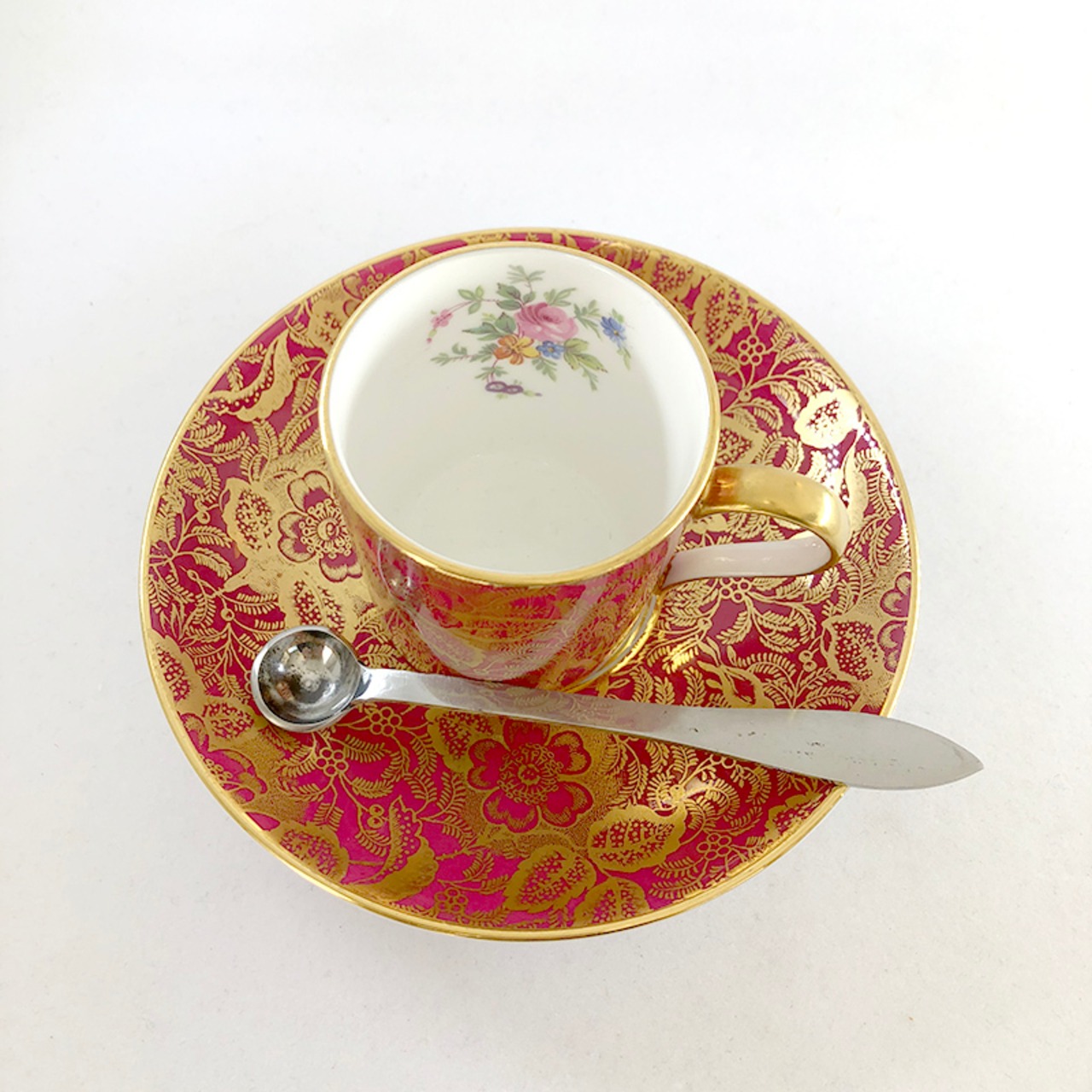 ミントン デミタス カップ&ソーサー　鮮やかなルビーと金彩 11TWs-2