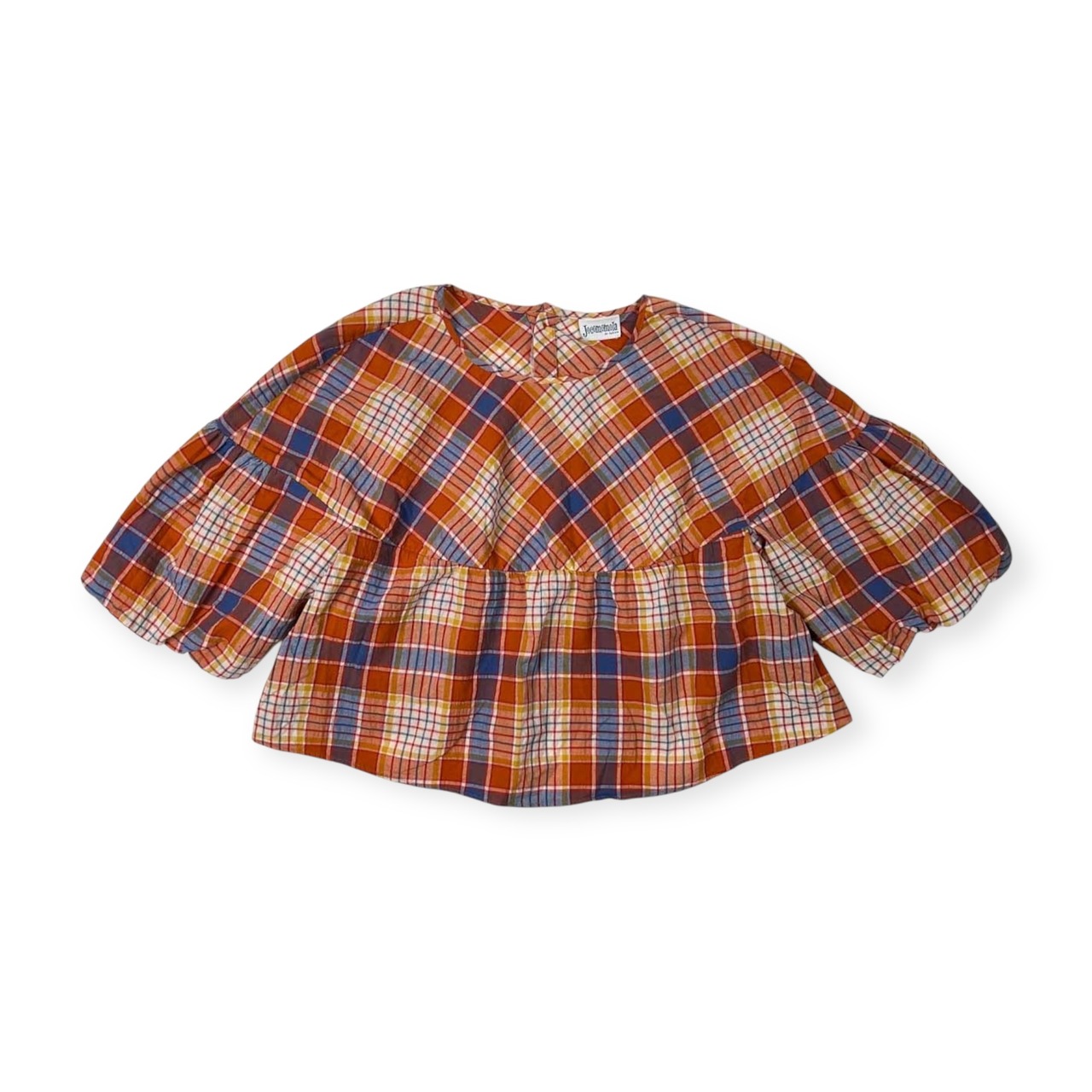 Jocomomola ホコモモラ チェック柄 半袖 チュニック シャツ ショート丈 サイズ 40 /レディース/マルチ