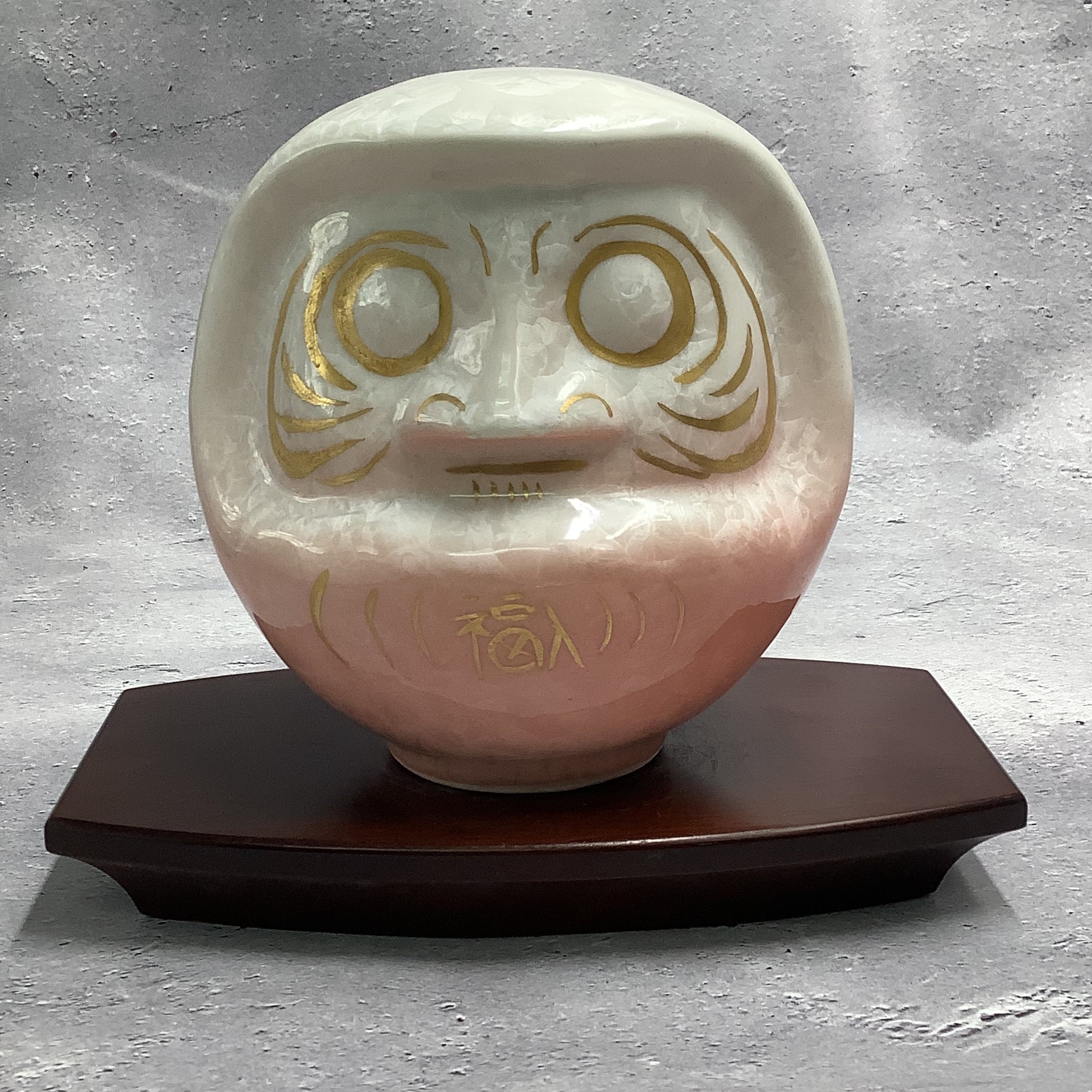 新作】達磨 ダルマ （大） 花結晶（白赤）×金彩 置物オブジェ | 京焼