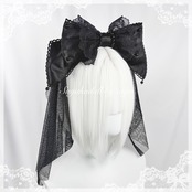 ♡【全7色】MAID ヴェール付き パールリボンカチューシャ light blue ♡