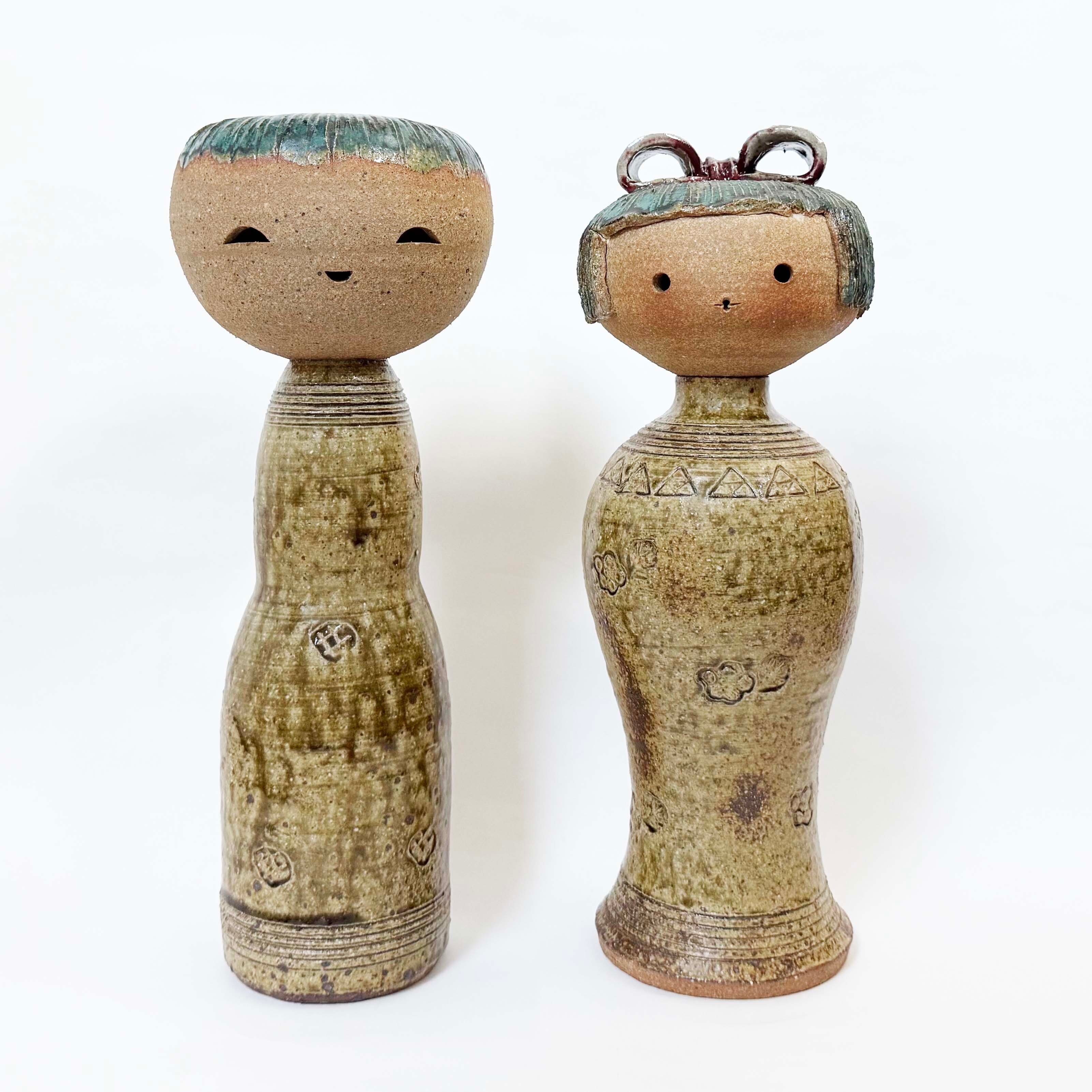 陶器のペアこけし（滝田義廣作）