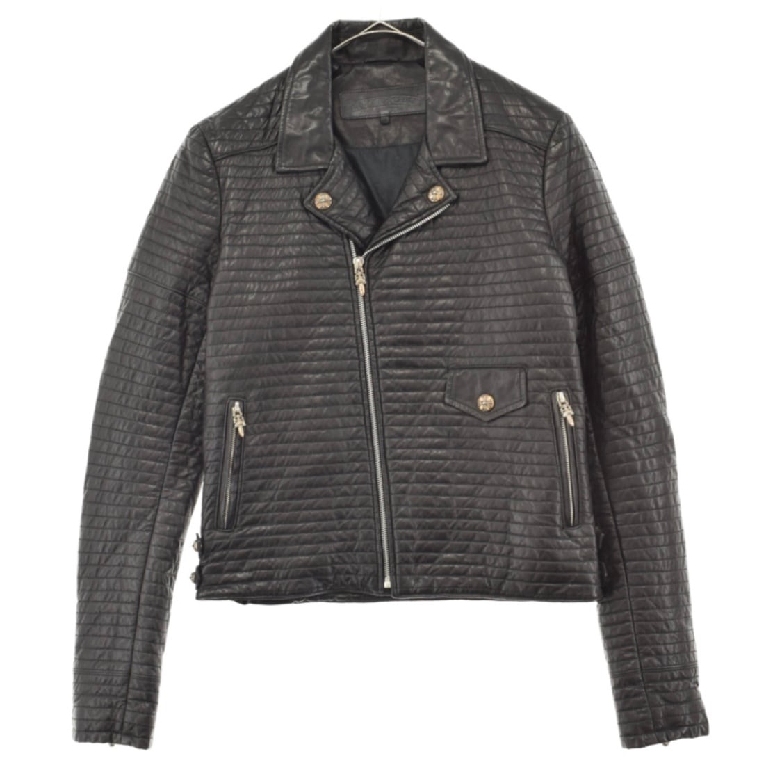 CHROME HEARTS クロムハーツ CRETIN LTHR クリティン キルティングダブルライダース レザージャケット ブラック レディース