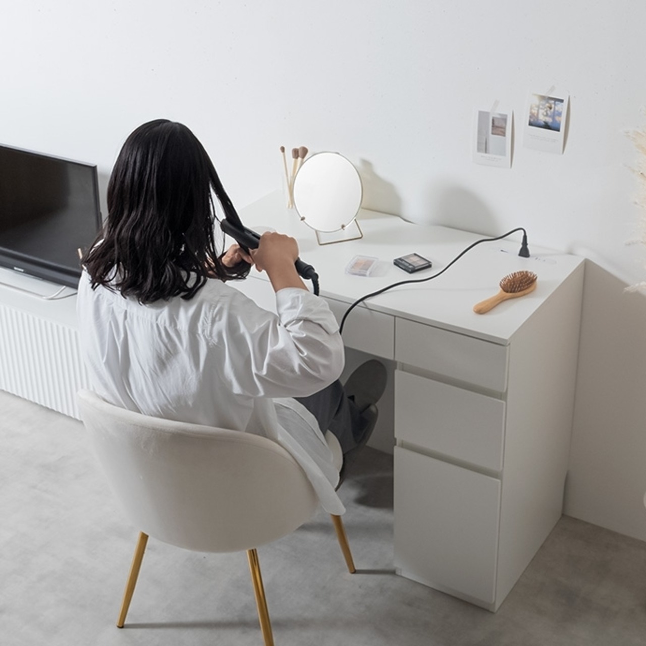 引き出し付き コンパクトデスク 幅90cm