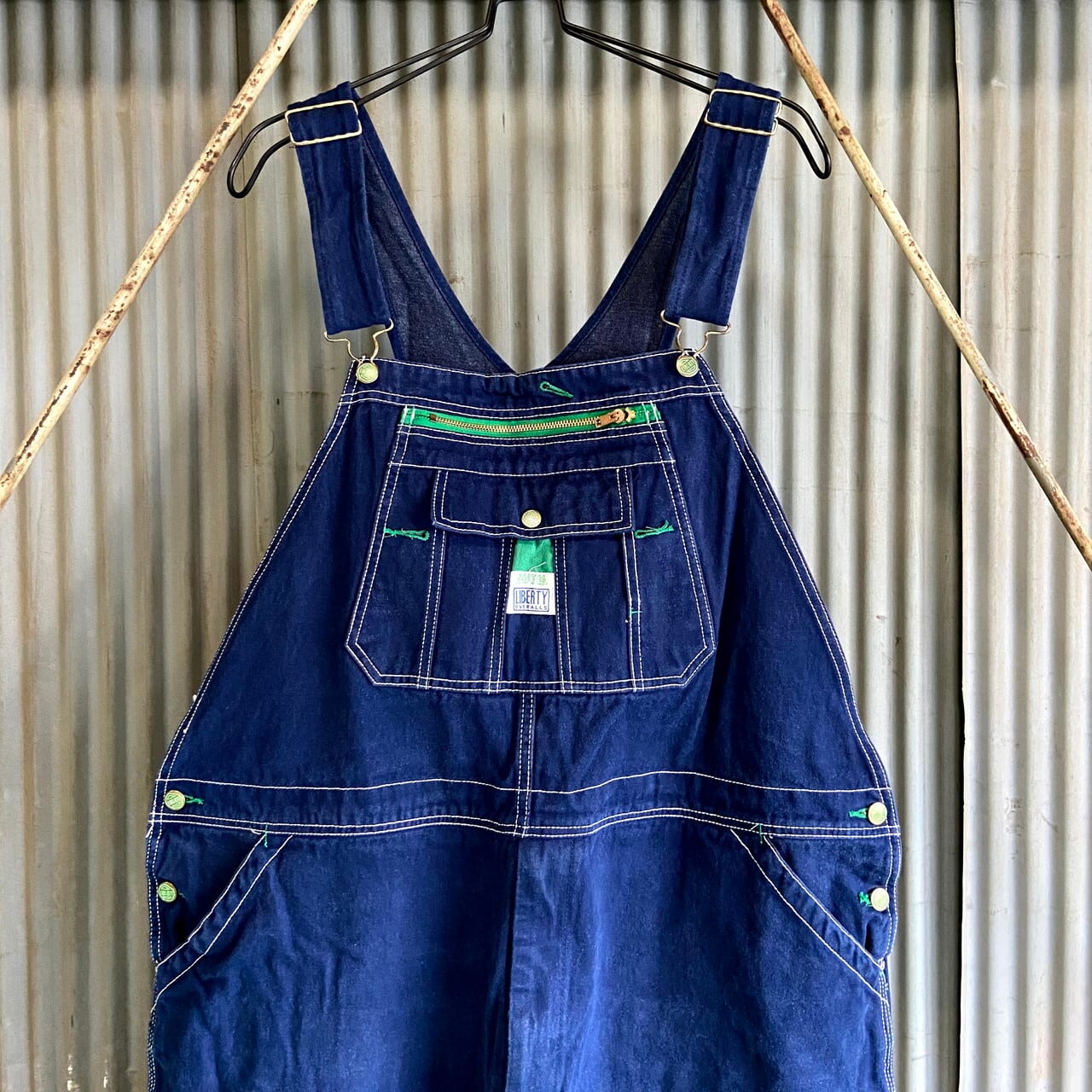 Libertyリジッド濃紺デニムオーバーオール/デッドストック古着W46L33 Libertyリジッド濃紺デニムオーバーオール/デッドストック古着W46L33