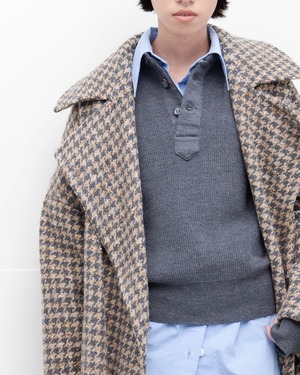 1980s German Military - henley neck knit sweater