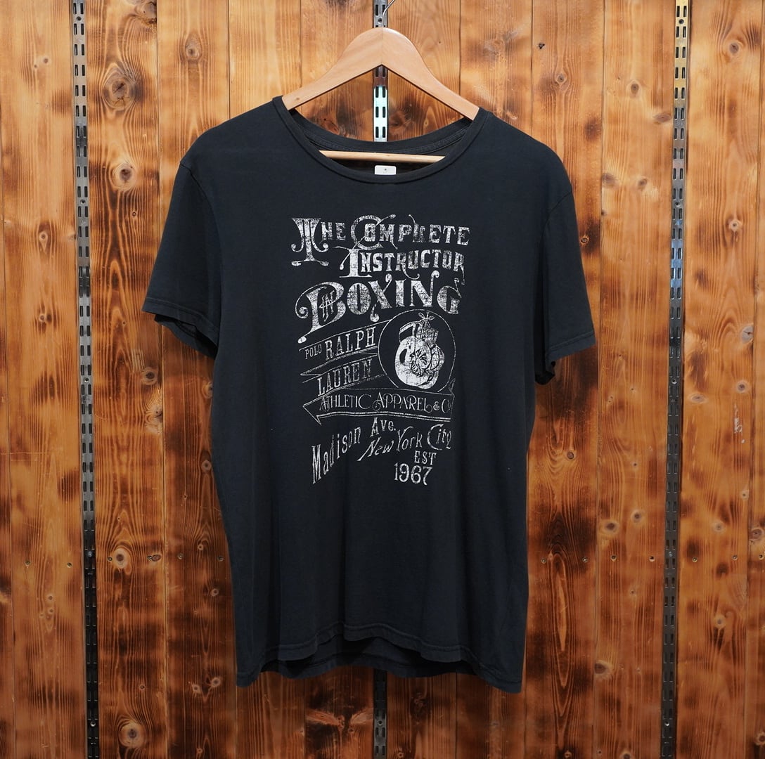 ralphlauren Tシャツ タグ欠損M位/ラルフローレン ブラック 黒 ボクシング