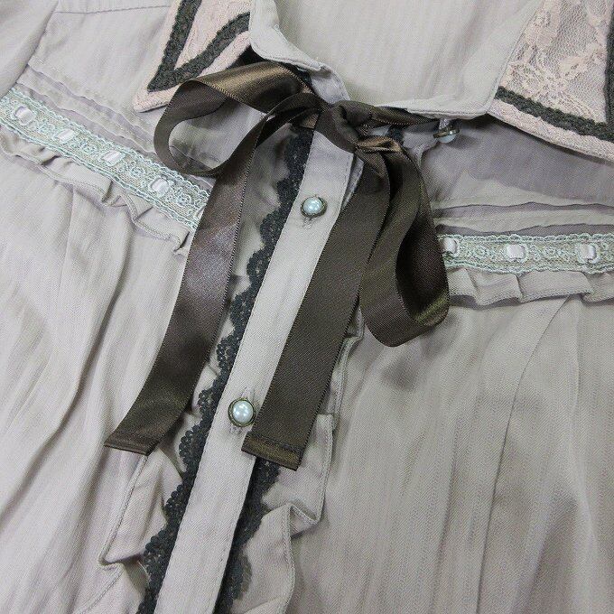 □axes femme アクシーズファム ワンピース 長袖 リボン ボタン