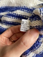 1990’s USA Cotton Linen Border Stripe Knit Sweater／38