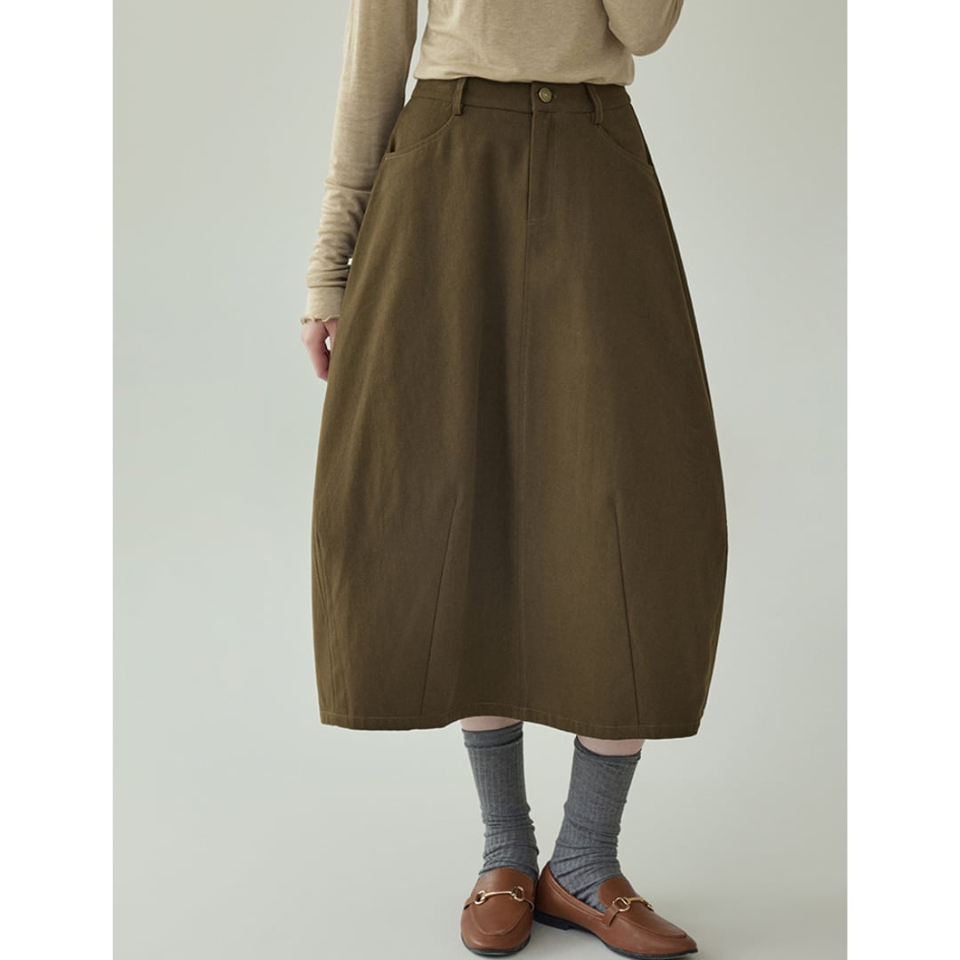 high waist gathered flare skirt