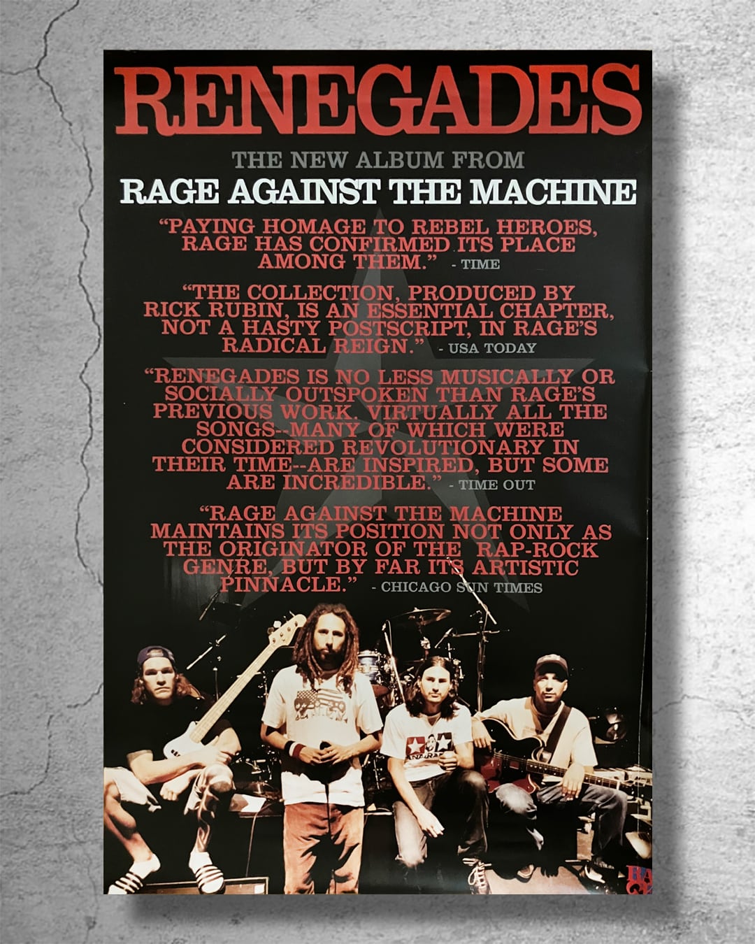 『RAGE AGAINST THE MACHINE』2000年アルバム『Renegades』アメリカでのリリース告知ポスター