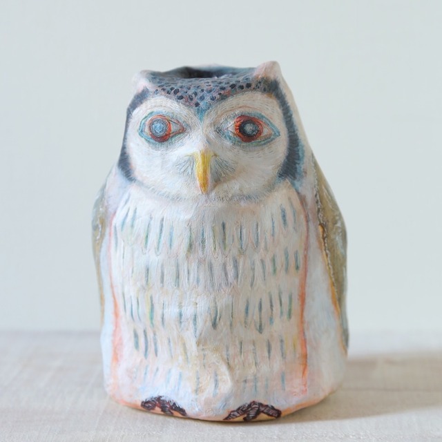 フクロウ 白 Ado Makiko Watanabe Webshop フクロウ 白 Ado Makiko Watanabe Webshop