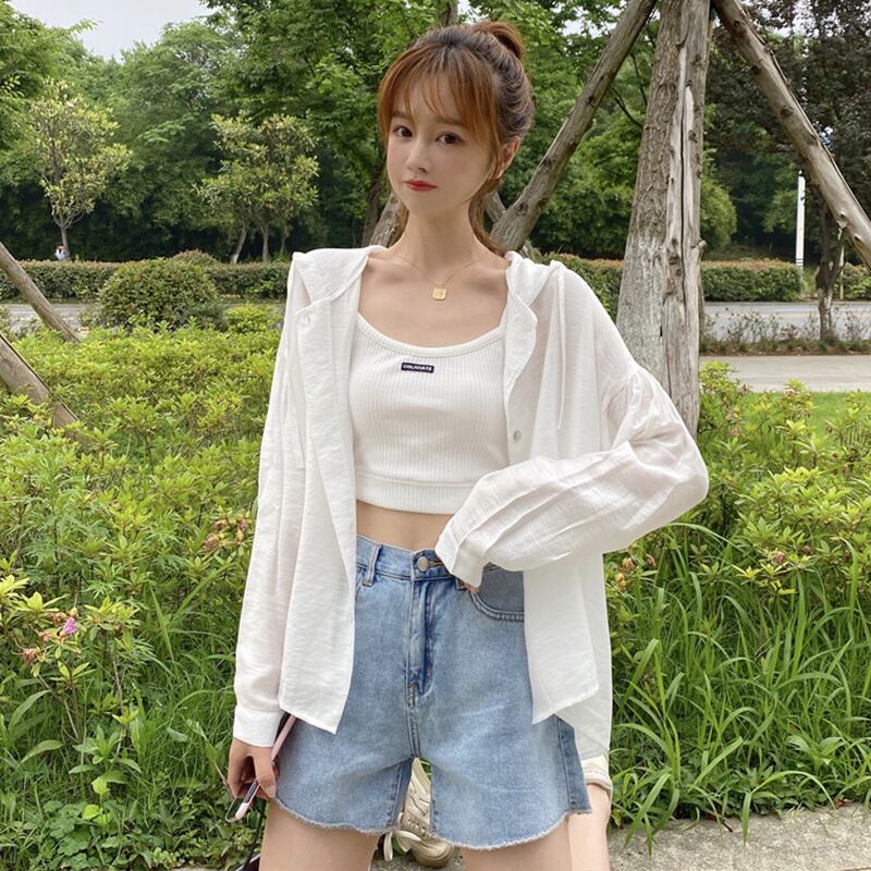 サマー薄手スリーブカジュアルフードジャケット ランタンスリーブ 夏物 萌量不足69865590348