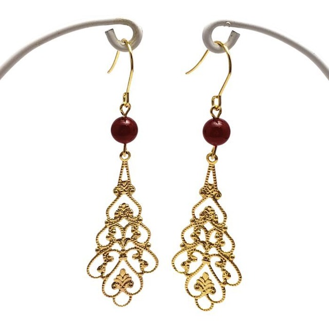 パワーストーン ピアス レッドアゲート 天然石 ピアス 赤めのう 瑪瑙 子宝 ゆらゆら ゴールド 金属アレルギー 対応 レッド ハンドメイド レディース 誕生日 プレゼント ギフト イヤリング変更可 アクセサリー