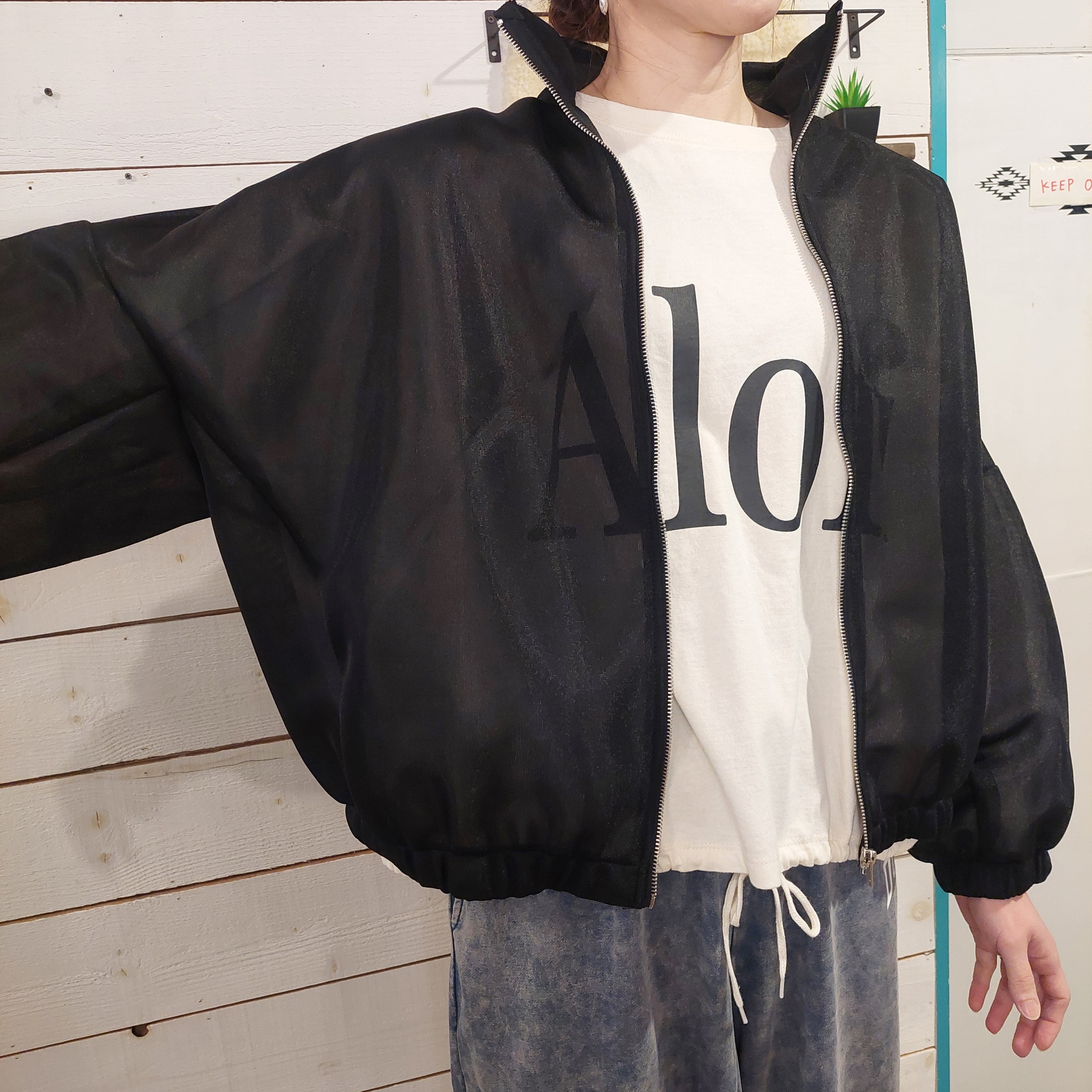 『People's』 2713 シアーダンボール スタンド ジップ ブルゾン フリーサイズ