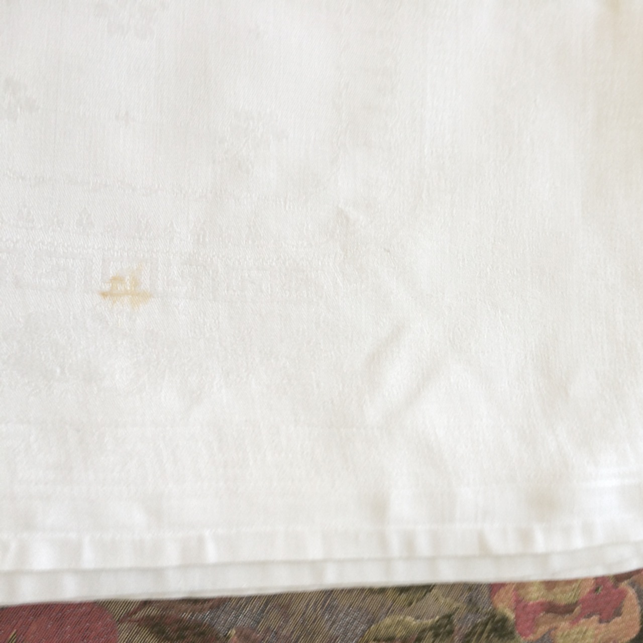 大判テーブルリネン ダマスク織　イニシャル刺繍　ナプキン　白　14CLp1