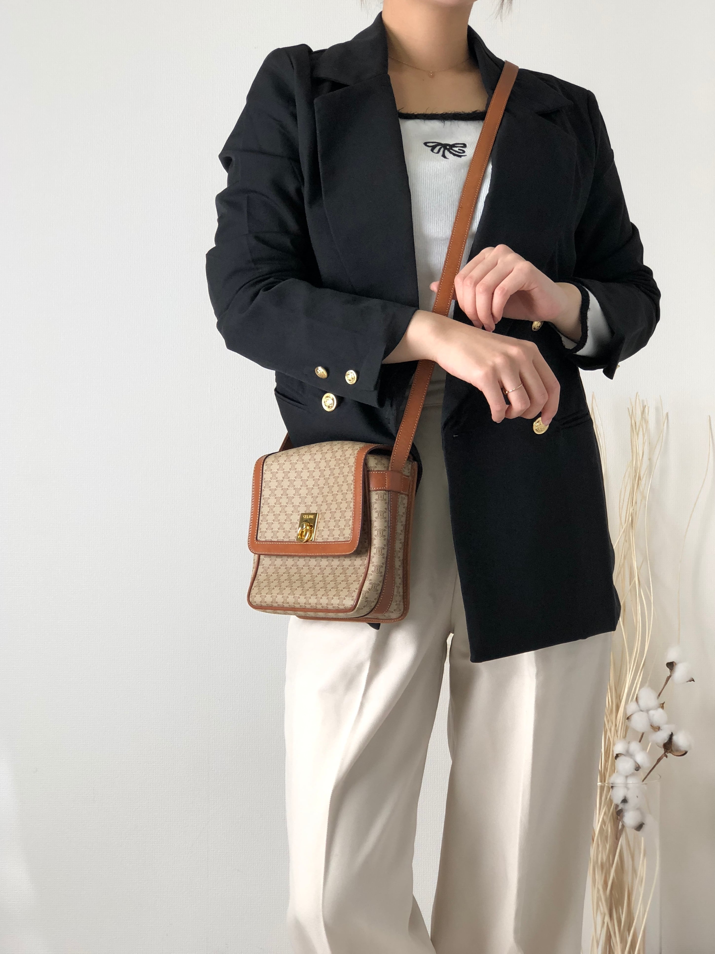 CELINE セリーヌ マカダム ショルダーバッグ ガンチーニ レザー CELINE セリーヌ マカダム ガンチーニ レザー ショルダーバッグ