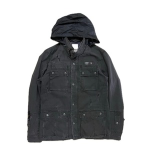 "DIESEL" damage design hoodie gimmick over size jacket