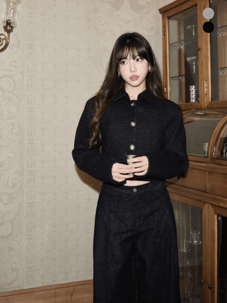 クロップドラメツイードポロカラージャケット|AVENEMENT