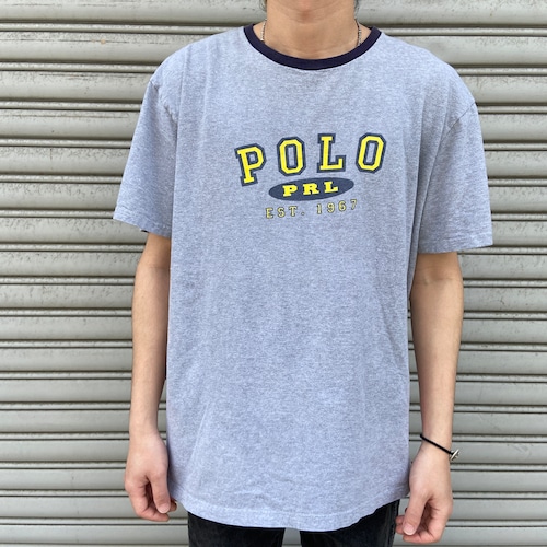 RalphLauren ラルフローレン　プリントロゴTシャツ　リンガー風　L