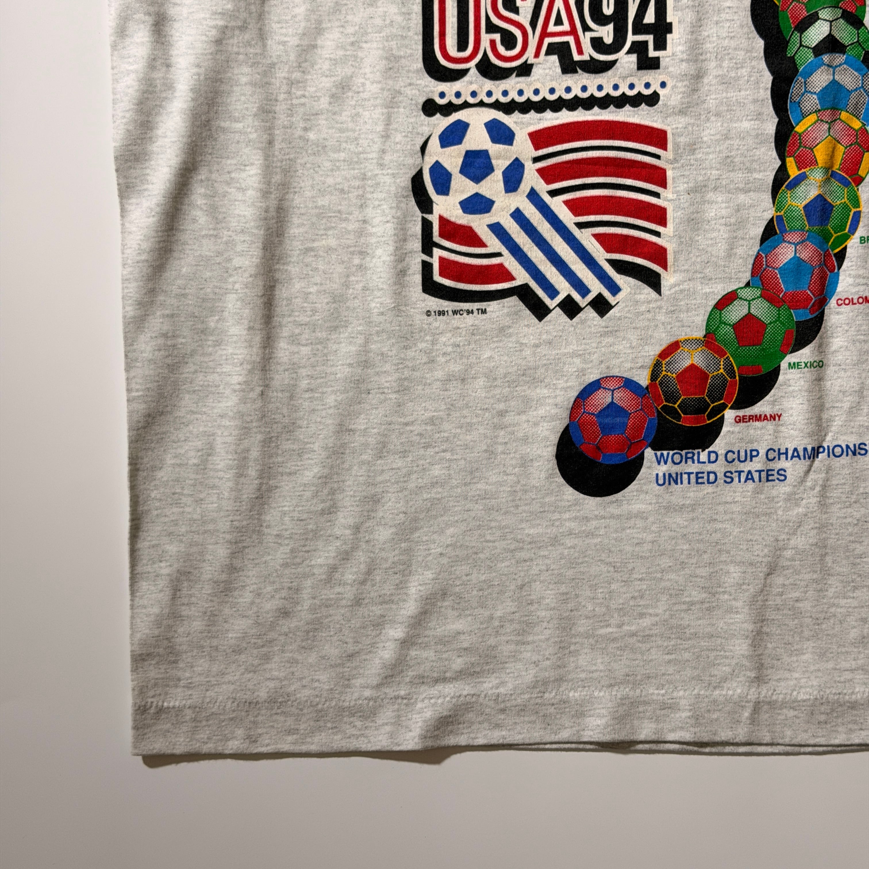 1994 USA Soccer World Cup Commemorative Cotton T-Shirt Gray M