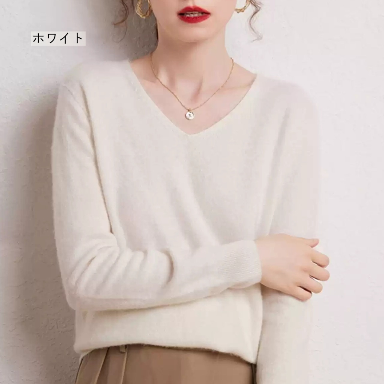 【定番の一枚】スムースタッチカシミヤ 長袖 ニット プルオーバー 8color W01445
