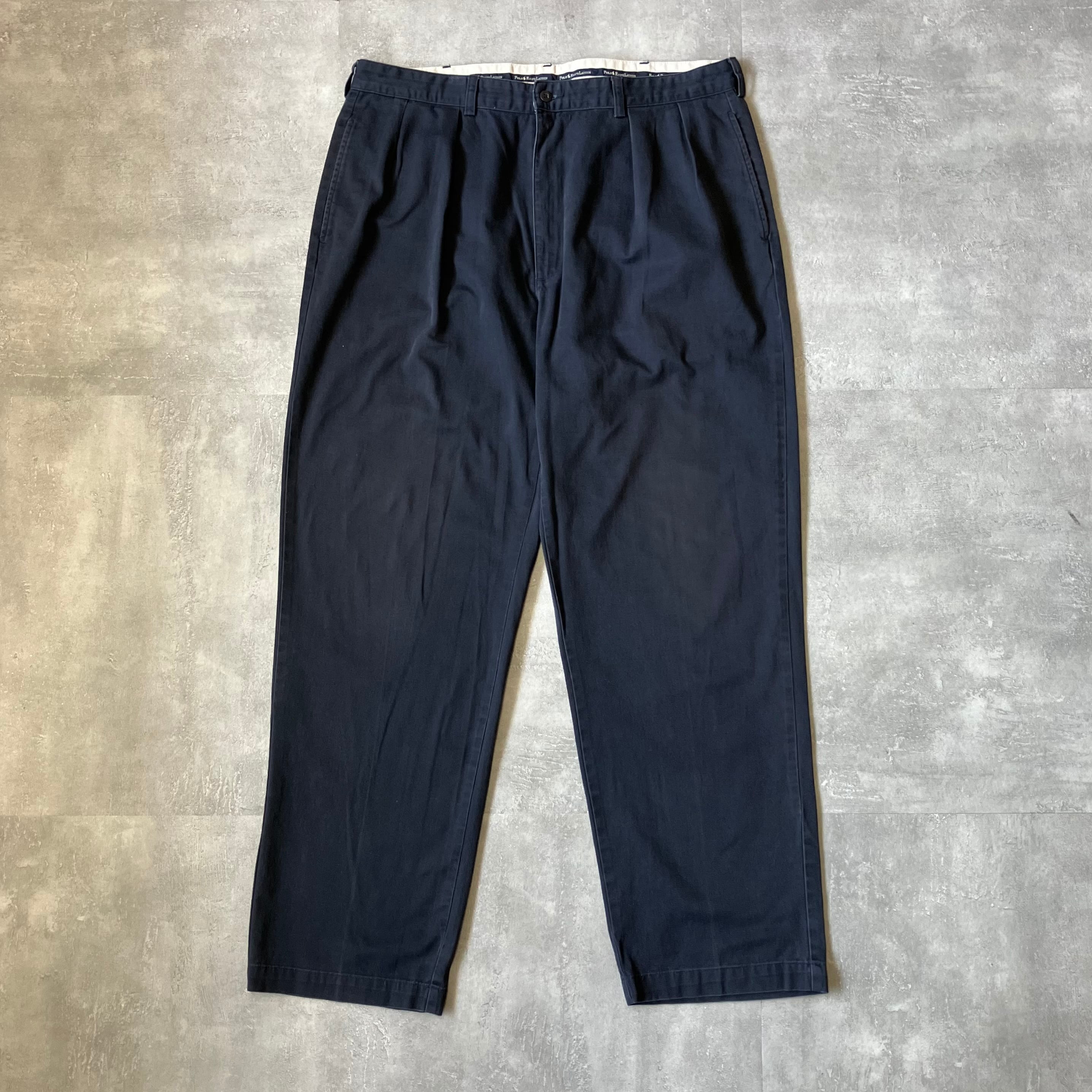 《実寸w38l31》POLO Ralph Lauren ポロラルフローレン チノパン ツータックチノ ネイビー No.3478