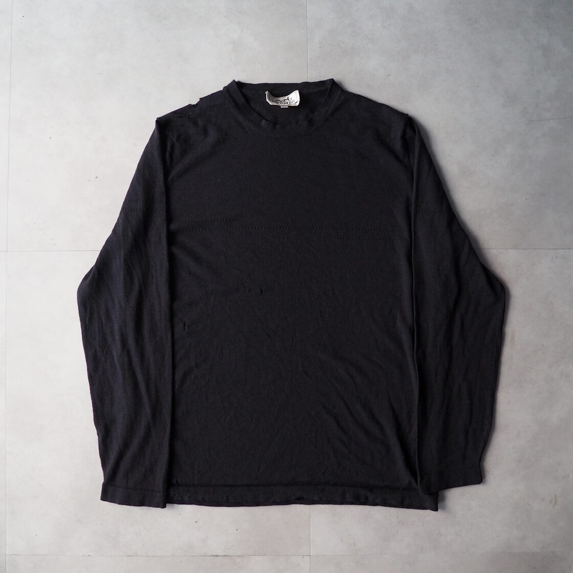 90s “Hermes” boro black knit shirts 90年代 エルメス 茶タグ 