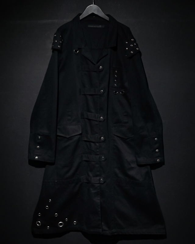 【WEAPON VINTAGE】Eyelet Design Vintage Loose Bontage Long Coat