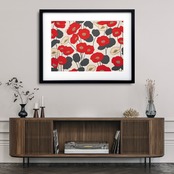 Vivid｜赤と白の北欧テイストが映える抽象ボタニカルアートポスター｜空間を鮮やかに彩るモダンデザイン｜A3ポスター