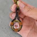 シャボン玉のような水入りガラスドーム×ブラウンレザーキーホルダー｜虹色の光を運ぶお守り｜サンキャッチャーにも［P-145KH］