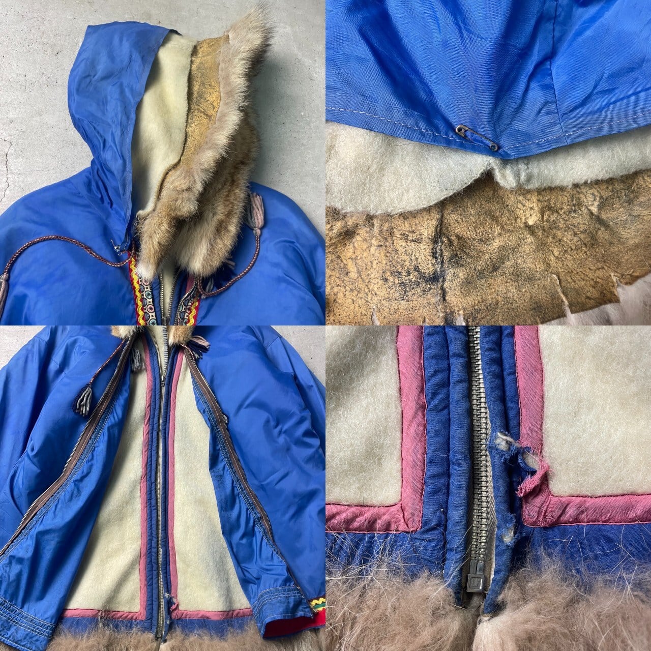 60年代 ノルディック 民族柄 ナイロン ウールジャケット LIGHTNING ZIP