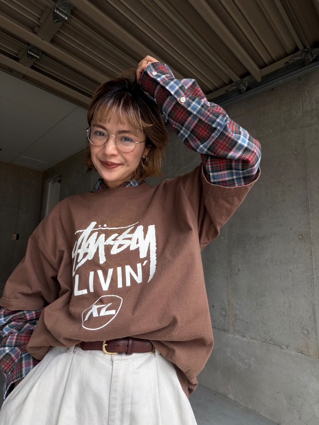 （CS2237）Stussy printed T-shirt LIVIN’ made in MEXICO