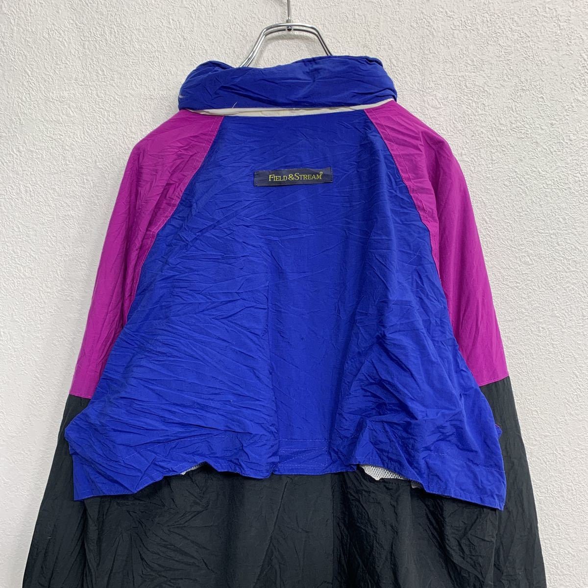ウィンドブレーカー 青/黒 フルジップ FIELD STREAM ナイロンジャケット Lサイズ フィールドストリーム