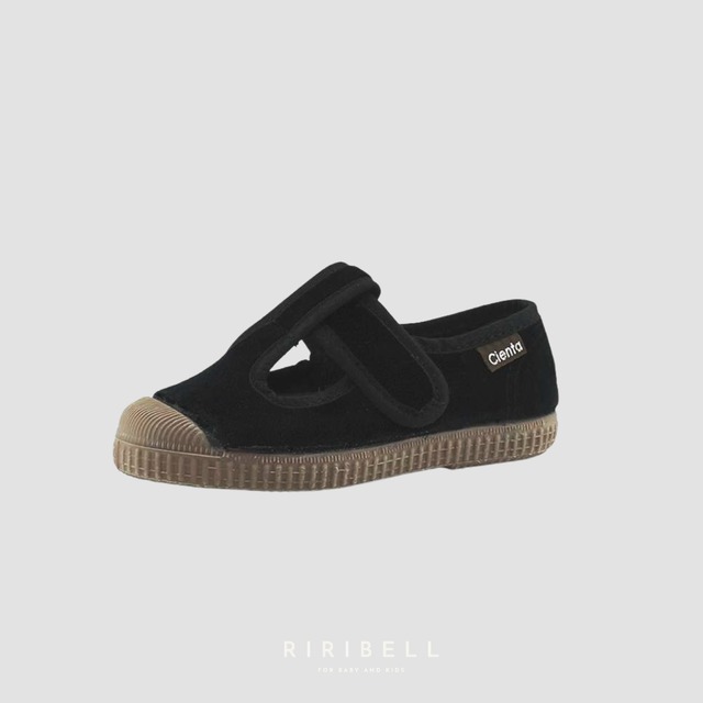 予約【Cienta】ベロア Tストラップシューズ Velour T-Strap Shoes 977A-075 / NEGRO(Black) / 10月末〜11月上旬入荷予定