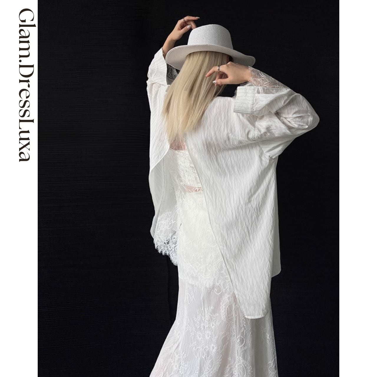 レースバックシャツ&ロングスカートset up/2color_ST360