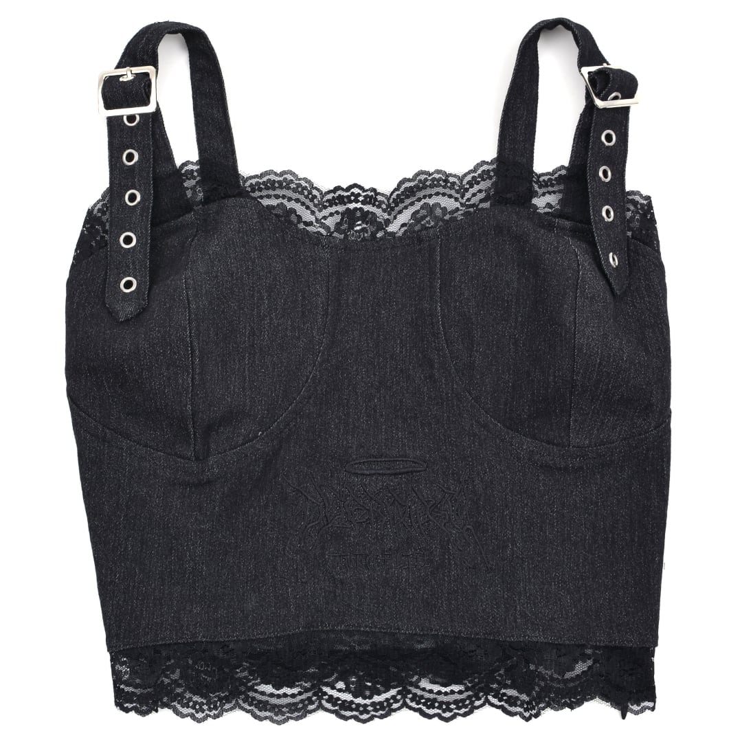 Floirds Market 取り外し可能ファー付きデニムビスチェ Floirds Market 取り外し可能ファー付きデニムビスチェ Floirds