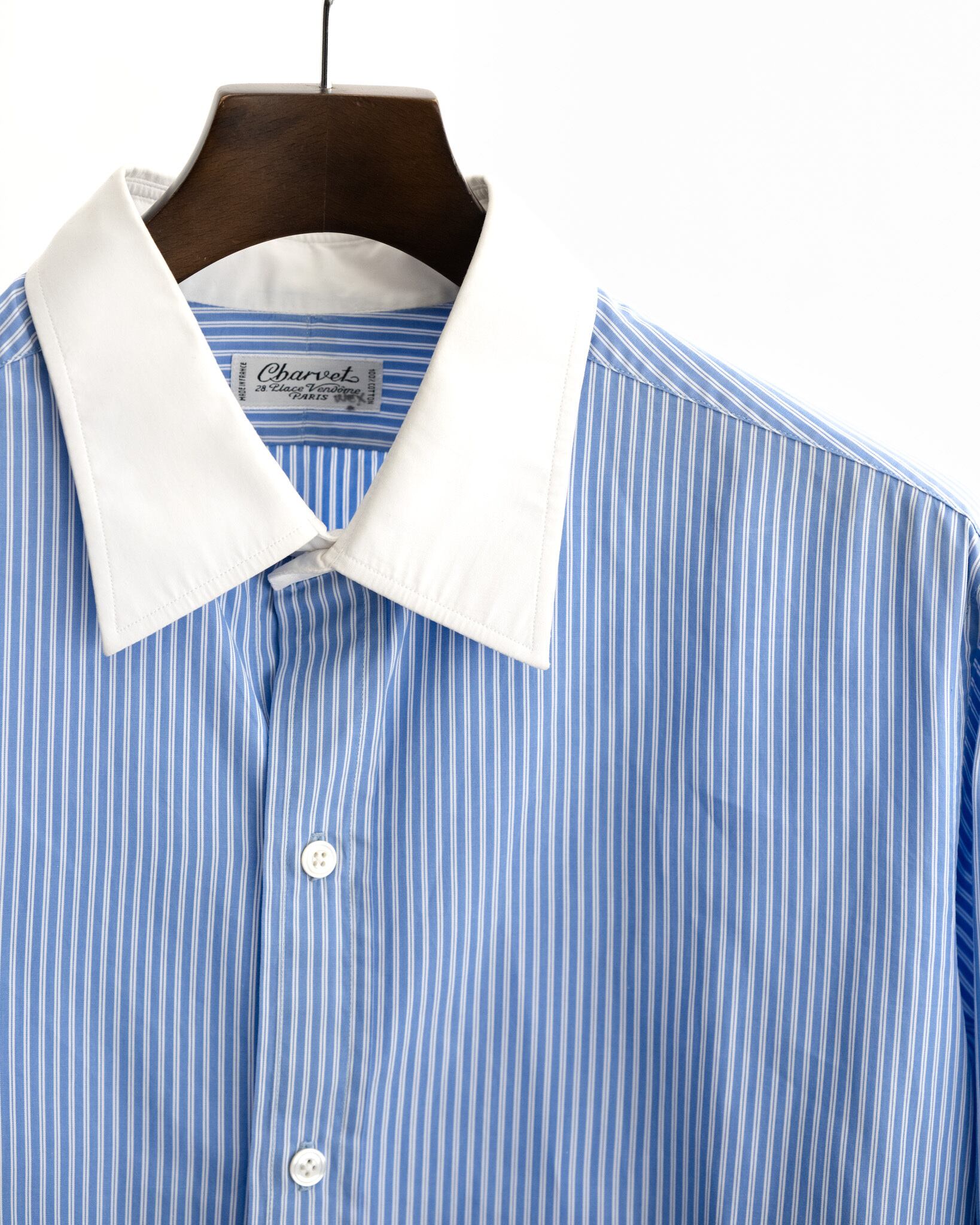 80's~] Charvet French Cuffs Stripe Cotton Shirt – Dead Stock