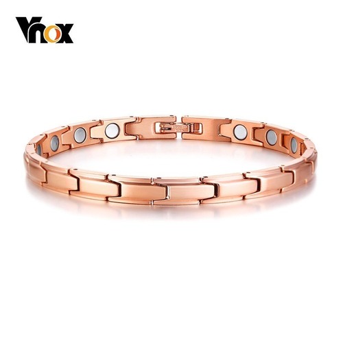 【送料無料】 6mm 薄い リンク チェーン ブレスレット レディース エレガント ピンク ゴールド 色 マグネティック ステンレス 治療 ヒーリング 指輪 40002053