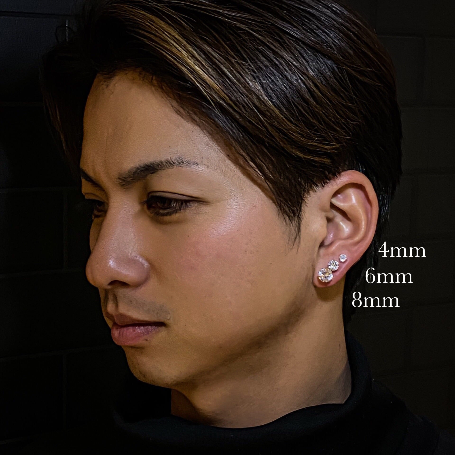 両耳セット、4・6・8mmから選べるサイズ】316L round zirconia pierce