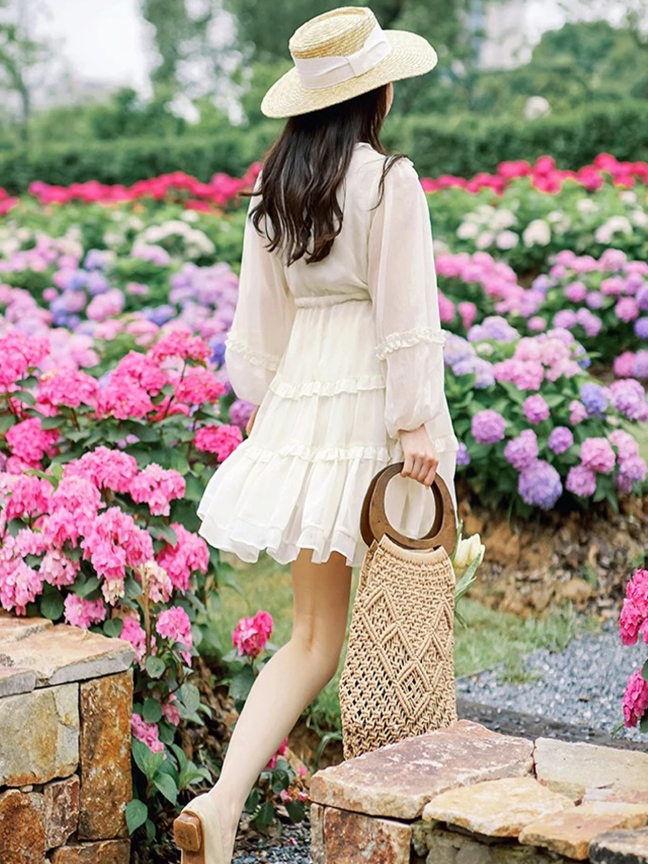 【0255】Frill Tiered Volume Long Sleeve Dress