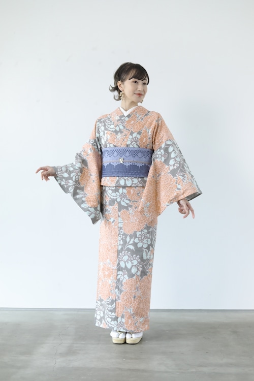 着物「フラワーオンシルエット」　5-9kimono2024