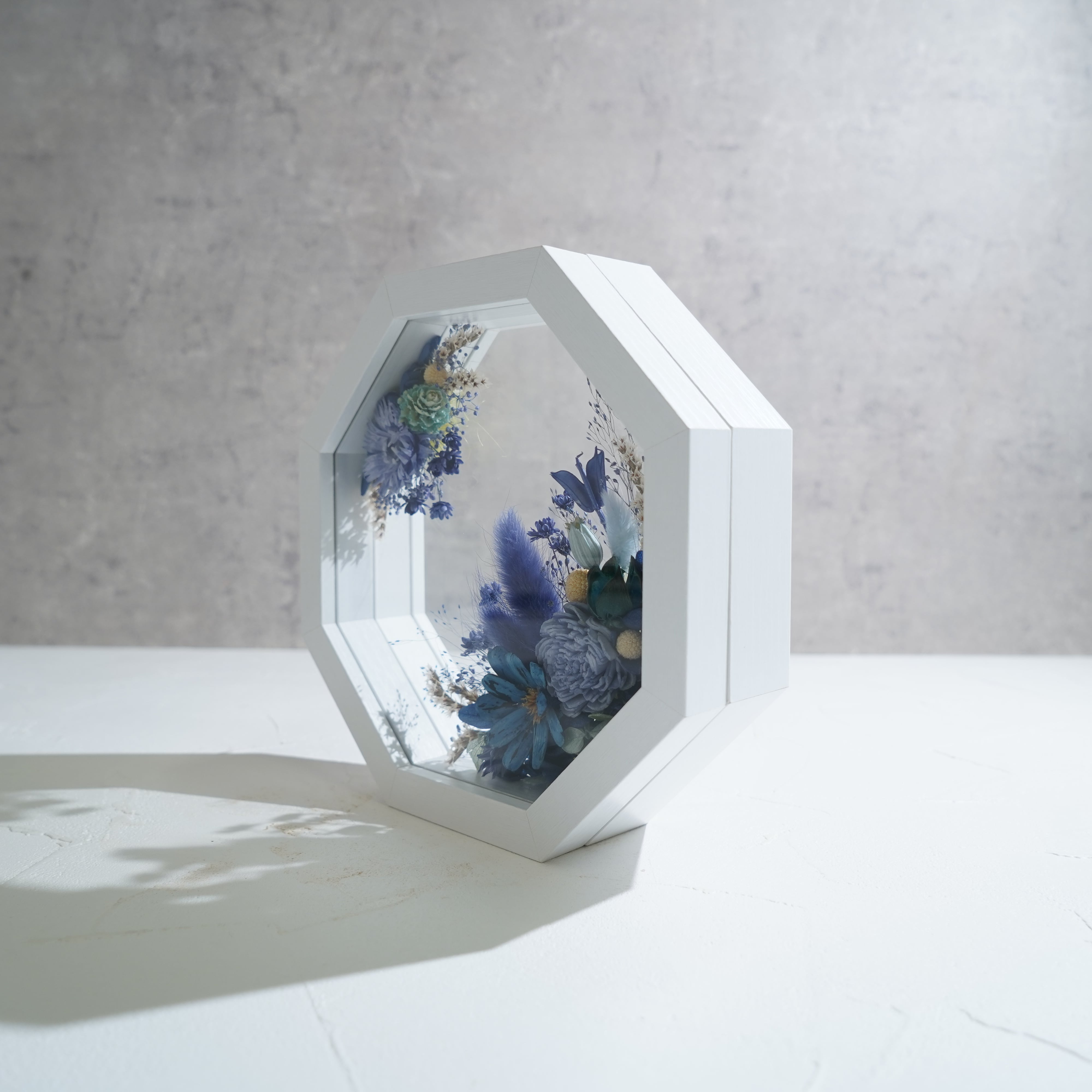 【ブルー】フレームフラワー 八角形 アートタイプ FO-65≪限定1点≫